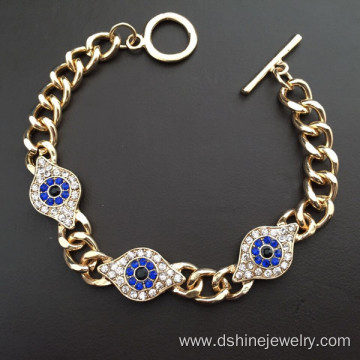 Metal Bangles Gold Evil Eye Chain Bracelet For Women Men